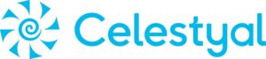 Celestyal Cruises logo in aqua blue.